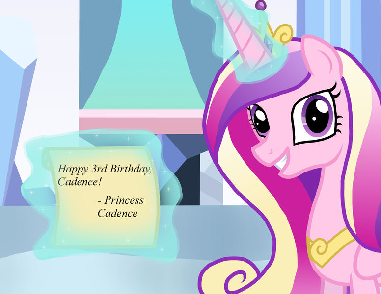 Size: 3300x2550 | Tagged: artist:ingratate, birthday, derpibooru import, magic, princess cadance, safe, solo