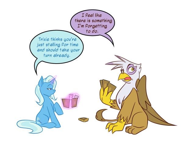 Size: 600x480 | Tagged: safe, artist:gilded-wings, derpibooru import, gilda, trixie, gryphon, card, magic, magic the gathering, telekinesis, tumblr