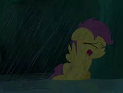 Size: 2400x1800 | Tagged: artist:dtcx97, bruised, derpibooru import, rain, safe, scootalone, scootaloo, solo