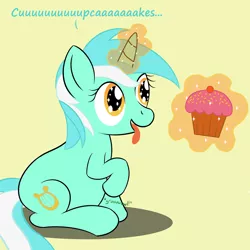 Size: 1280x1280 | Tagged: safe, artist:zeldafan777, derpibooru import, lyra heartstrings, unicorn, ask fatbelliedlyra, ask, cake, cake addict, chubby, cupcake, fat, female, food, hungry, lard-ra heartstrings, magic, mare, solo, stomach noise, tongue out