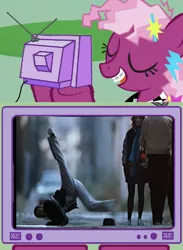 Size: 563x771 | Tagged: 80s, 80s cheerilee, breakdancing, cheerilee, derpibooru import, exploitable meme, flashdance, meme, obligatory pony, safe, tv meme