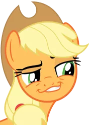 Size: 744x1052 | Tagged: applejack, artist:thinkingwithsmile, derpibooru import, safe, simple background, smirk, smugdash, solo, transparent background, vector