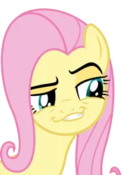 Size: 744x1052 | Tagged: artist:thinkingwithsmile, derpibooru import, fluttershy, safe, simple background, smirk, smugdash, solo, transparent background, vector