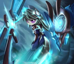 Size: 1500x1300 | Tagged: armor, artist:cyanaeolin, derpibooru import, frostblade, irelia, league of legends, octavia melody, parody, safe, solo, weapon