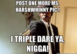 Size: 367x259 | Tagged: edgy, gun, image macro, internet tough guy, meme, ms. harshwhinny, pulp fiction, safe, samuel l jackson, say what again, vulgar