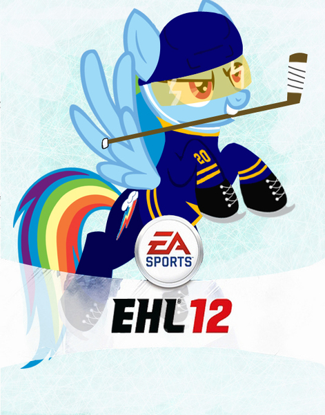 Size: 550x700 | Tagged: artist:doctorxfizzle, box art, cover, derpibooru import, ea sports, game, hockey, nhl, nhl 12, parody, rainbow dash, safe, solo