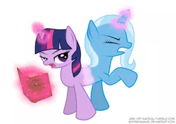 Size: 1748x1240 | Tagged: artist:boyindahaus, book, catdog, conjoined, counterparts, derpibooru import, fail, female, fusion, lesbian, magic, magic fail, safe, shipping, simple background, spell gone wrong, trixie, twilight sparkle, twixie, we have become one, what has science done, white background