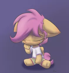 Size: 800x850 | Tagged: anthro, artist:alasou, clothes, crying, derpibooru import, sad, safe, scootaloo, scootasad, shirt, shorts, solo