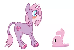 Size: 1256x855 | Tagged: artist:dreadlime, blushing, bunny slippers, clothes, safe, stompy slippers, unusual unicorn