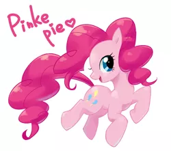 Size: 700x618 | Tagged: safe, artist:eto, derpibooru import, pinkie pie, earth pony, pony, cute, diapinkes, female, heart, mare, open mouth, pixiv, simple background, solo, white background