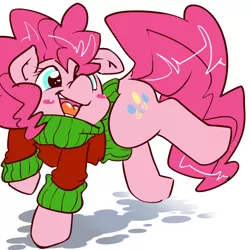 Size: 500x500 | Tagged: safe, artist:pinkieinprivate, derpibooru import, pinkie pie, clothes, solo, sweater