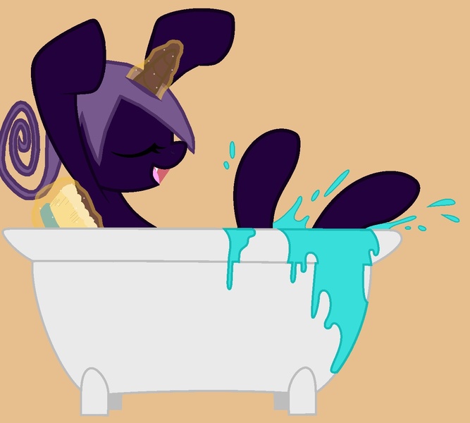 Size: 1306x1175 | Tagged: artist:joey darkmeat, bath, bathtub, blair, derpibooru import, magic, ponified, safe, scene interpretation, solo, soul eater, trace