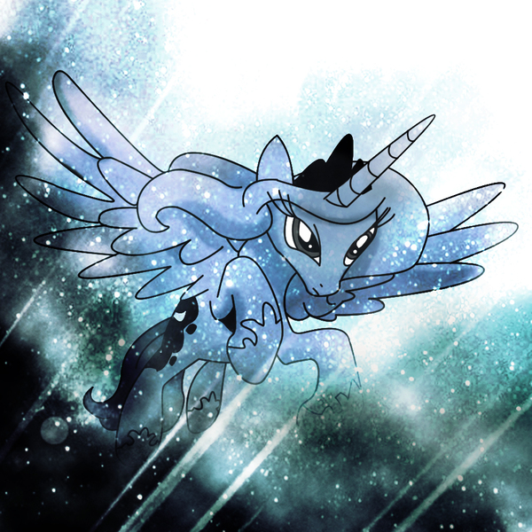 Size: 944x944 | Tagged: safe, artist:sraddiction, derpibooru import, princess luna, flying, solo