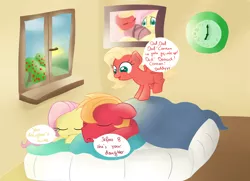 Size: 3992x2884 | Tagged: safe, artist:kaleysia, derpibooru import, big macintosh, fluttershy, oc, oc:cellini, pegasus, pony, female, filly, fluttermac, male, offspring, parent:big macintosh, parent:fluttershy, parents:fluttermac, quote, shipping, sleeping, straight, the lion king