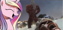Size: 1023x488 | Tagged: artist:andypriceart, ass, asura, asura's wrath, augus, butt, cadance laughs at your misery, derpibooru import, edit, exploitable, exploitable meme, laughing, meme, nudity, obligatory pony, princess cadance, suggestive