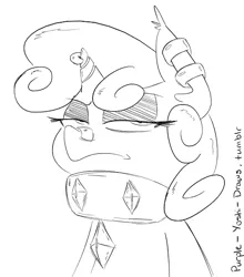 Size: 500x569 | Tagged: safe, artist:purple-yoshi-draws, derpibooru import, sweetie belle, 30 minute art challenge, meanie belle, monochrome, solo