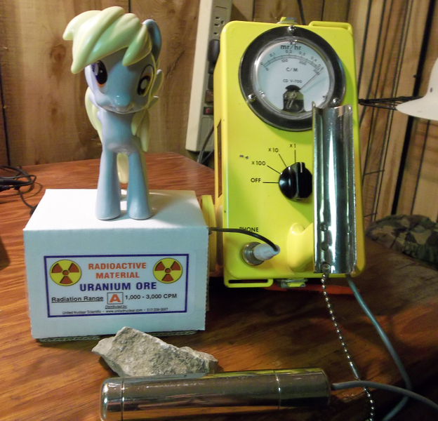 Size: 832x800 | Tagged: safe, derpibooru import, derpy hooves, pegasus, pony, female, funko, geiger counter, irl, mare, photo, radiation, toy, uranium