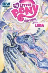 Size: 627x951 | Tagged: artist:sararichard, comic, cover, derpibooru import, flying, idw, princess luna, safe