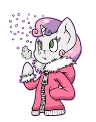 Size: 889x1129 | Tagged: anthro, artist:thepiplup, breath, clothes, coat, derpibooru import, safe, solo, sweetie belle, winter