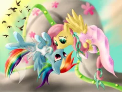 Size: 1024x768 | Tagged: safe, artist:jabbie64, derpibooru import, fluttershy, rainbow dash, clothes, dress, female, flutterdash, kissing, lesbian, marriage, shipping, wedding