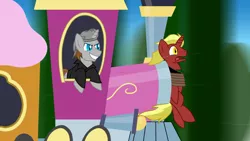 Size: 1024x576 | Tagged: artist:xain-russell, derpibooru import, friendship express, josh scorcher, mystery on the friendship express, oc, oc:firebrand, review, safe, the autarch, the fiery joker, title card, unofficial characters only