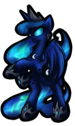 Size: 600x1000 | Tagged: artist:kairaanix, derpibooru import, glowing eyes, princess luna, rearing, safe, simple background, solo