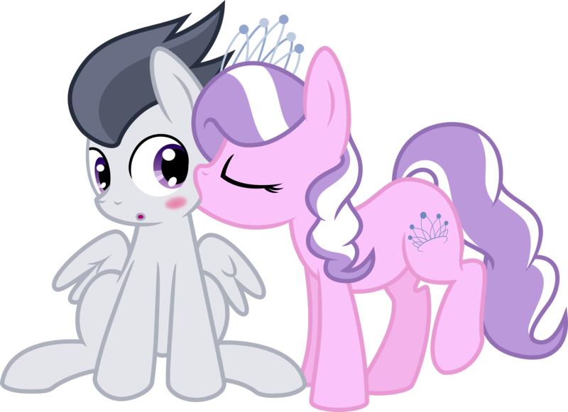 Size: 8261x6000 | Tagged: absurd resolution, artist:mactavish1996, artist:mcsadat, blushing, derpibooru import, diamond tiara, female, kissing, male, rumble, safe, shipping, simple background, straight, tiarumble, transparent background, vector