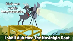 Size: 960x540 | Tagged: safe, derpibooru import, nostalgia goat, goat, caption, image macro, nostalgia critic, solo, spotlight