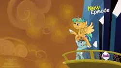 Size: 1920x1080 | Tagged: safe, artist:smudge proof, derpibooru import, screencap, snails, snips, alicorn, pony, unicorn, flight to the finish, the crystal empire, alicornified, all new, colt, crossdressing, epic wife tossing, fake, fake screencap, fastball special, hub logo, male, prince, princess, snailsicorn, text