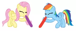 Size: 1024x412 | Tagged: artist:lightingdashie171, balloon, blowing, blowing up balloons, cute, derpibooru import, eyes closed, fluttershy, hoof hold, inflatable, inflating, puffy cheeks, rainbow dash, safe, simple background, vector, white background