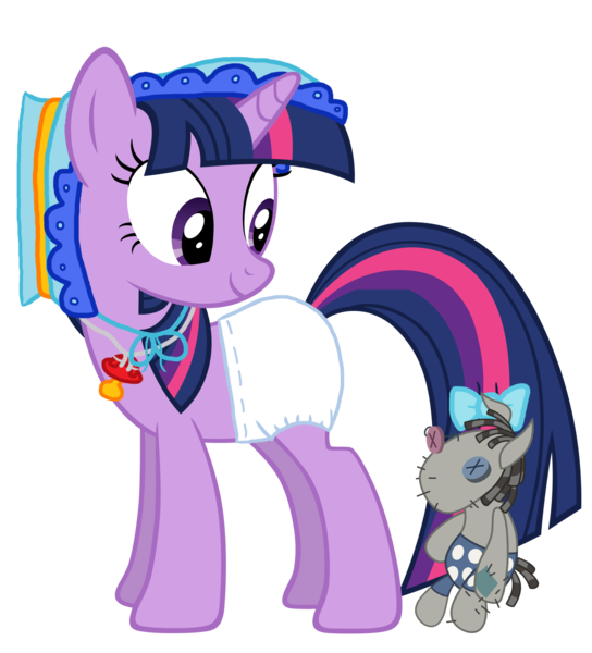 Size: 1800x1986 | Tagged: adult foal, artist:mighty355, bonnet, bow, derpibooru import, diaper, diaper fetish, fetish, pacifier, questionable, simple background, smarty pants, solo, transparent background, twilight sparkle, vector