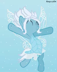 Size: 799x1001 | Tagged: artist:hay123lin, artist:rain-approves, clothes, derpibooru import, disney, disney fairies, fairy, fairy pony, fairy wings, original species, periwinkle (disney fairies), ponified, safe, secret of the wings, snow, snowfall, solo, the secret of the wings, tinker bell, wings