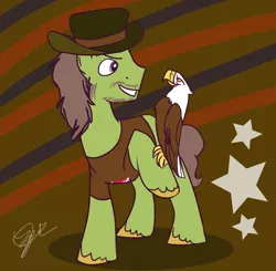 Size: 1144x1120 | Tagged: artist:fartha, bald eagle, beard, classic rock ponies, clothes, confederate flag, derpibooru import, eagle, hat, lynyrd skynyrd, ponified, rock, ronnie van zant, safe, solo, t-shirt