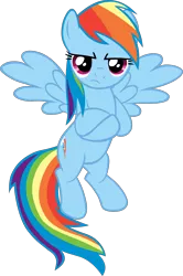 Size: 3658x5501 | Tagged: artist needed, safe, artist:scrimpeh, derpibooru import, rainbow dash, pegasus, pony, season 2, the last roundup, crossed hooves, female, image, mare, png, rainbow dash is not amused, simple background, solo, spread wings, transparent background, unamused, vector, wings