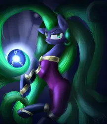 Size: 2000x2300 | Tagged: dead source, safe, artist:alicjaspring, derpibooru import, mane-iac, earth pony, pony, power ponies (episode), electro orb, female, long mane, long tail, looking at you, mare, prehensile mane, prehensile tail, smiling, solo