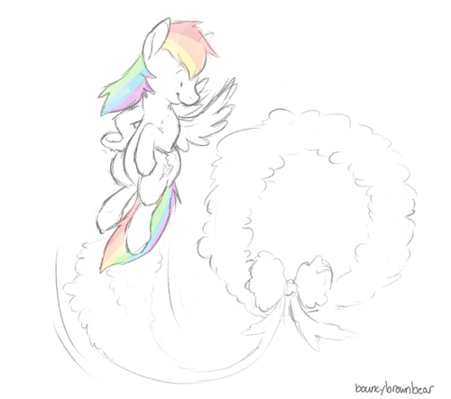 Size: 500x443 | Tagged: safe, artist:violetvampirevixen, derpibooru import, rainbow dash, 30 minute art challenge, cloud, cloud sculpting, solo, wreath