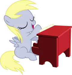 Size: 1024x1065 | Tagged: artist:superanimefanart, derpibooru import, derpy hooves, filly, piano, safe, simple background, solo, transparent background, vector