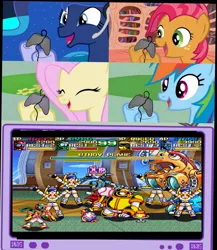 Size: 1148x1322 | Tagged: babs seed, derpibooru import, exploitable meme, fluttershy, gaming, meme, ninja baseball batman, obligatory pony, princess luna, rainbow dash, safe, tv meme, weird