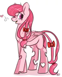 Size: 844x1050 | Tagged: artist:yukomaussi, changeling, changeling oc, derpibooru import, heart, oc, pink, pink changeling, safe, solo, unofficial characters only