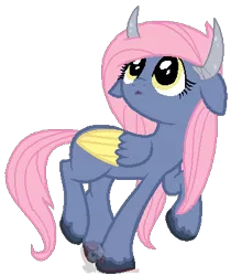 Size: 321x382 | Tagged: dead source, safe, artist:ipandacakes, derpibooru import, oc, unofficial characters only, bicorn, hybrid, interspecies offspring, offspring, parent:fluttershy, parent:iron will, parents:ironshy, solo