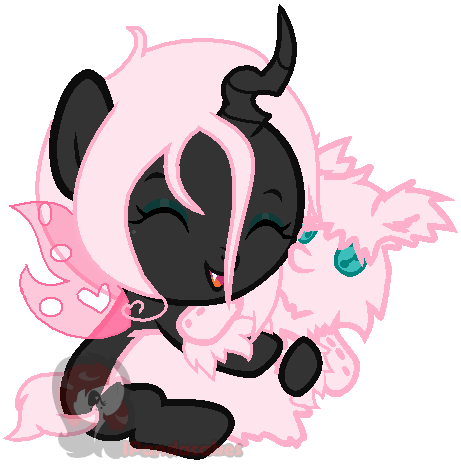 Size: 461x465 | Tagged: artist:ipandacakes, changeling, changeling oc, cute, derpibooru import, eyes closed, heart, hybrid, interspecies offspring, magical lesbian spawn, oc, oc:pomf puff, offspring, parent:oc:fluffle puff, parent:queen chrysalis, parents:canon x oc, parents:chrysipuff, pink changeling, safe, simple background, transparent background, unofficial characters only, vector, watermark