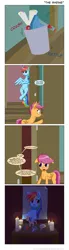 Size: 600x2189 | Tagged: safe, artist:deusexequus, derpibooru import, rainbow dash, scootaloo, pegasus, pony, candle, comic, feather, female, filly, mare, scootaloo can't fly, scooter, scootobsession, shrine, smugdash