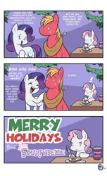 Size: 1012x1666 | Tagged: safe, artist:megasweet, derpibooru import, big macintosh, rarity, sweetie belle, earth pony, pony, ask smarty belle, comic, happy holidays, jealous, jelly, male, rarimac, shipping, smarty belle, stallion, straight, wahaha