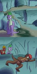 Size: 1280x2560 | Tagged: angry, artist:fuzebox, cave, charge, derpibooru import, dragon, jumping, leaping, oc, oc:magma, oc:mangle, older, planning, safe, semi-anthro, spike, spike's journey, teenaged dragon, teenager
