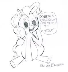 Size: 800x845 | Tagged: safe, artist:bickcomixx, derpibooru import, pinkie pie, monochrome, solo, traditional art