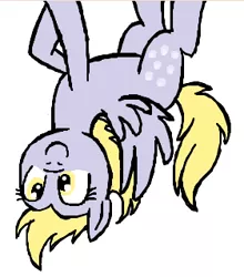 Size: 281x320 | Tagged: safe, artist:darlimondoll, derpibooru import, derpy hooves, pegasus, pony, female, mare, solo, upside down