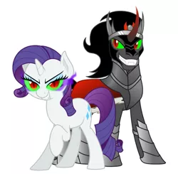 Size: 789x774 | Tagged: artist:zutheskunk edits, corrupted, derpibooru import, evil, fangs, king sombra, rarity, safe, sombra eyes, sombrarity