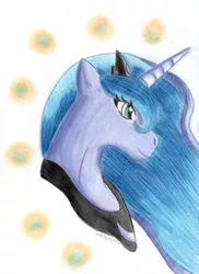 Size: 745x1024 | Tagged: artist:diablicka, derpibooru import, portrait, princess luna, safe, solo, traditional art