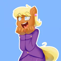 Size: 1000x1000 | Tagged: safe, artist:3mangos, derpibooru import, ms. harshwhinny, anthro, earth pony, clothes, cute, ear piercing, excited, female, ms. cutewhinny, open mouth, piercing, smiling, solo, surprised, unprofessional, wide eyes