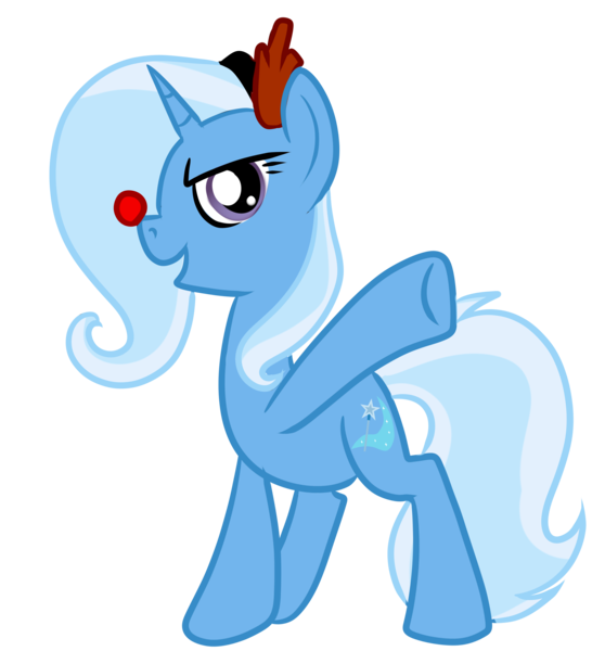 Size: 4000x4300 | Tagged: safe, artist:xwhitedreamsx, derpibooru import, trixie, pony, reindeer, unicorn, antlers, clothes, costume, female, mare, rudolph, simple background, solo, transparent background